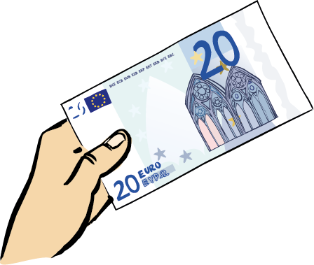 Die Zeichnung zeigt einen 20-Euro-Schein