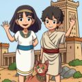 Sommerferienprogramm CK Titelbild des Sommerferienprogramms mit den drei Protagonisten Kleo, Juli und Bastet.