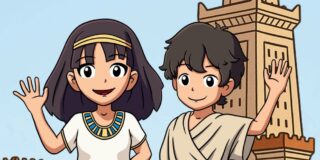 Titelbild des Sommerferienprogramms mit den drei Protagonisten Kleo, Juli und Bastet.